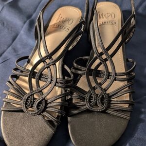 IMPO Black mid heel sandals with a boho twist Size 8.5